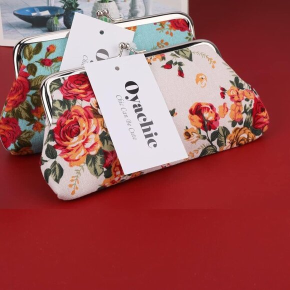 2 Packs Large Coin Purse Floral Cell Phone Pouch Clasp Wallet Handbags Change Po - Picture 9 of 10